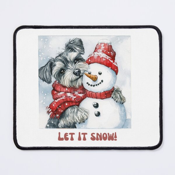 Item preview, Miniature Schnauzer dog playing with snowman let it snow designed and sold by M1234s.