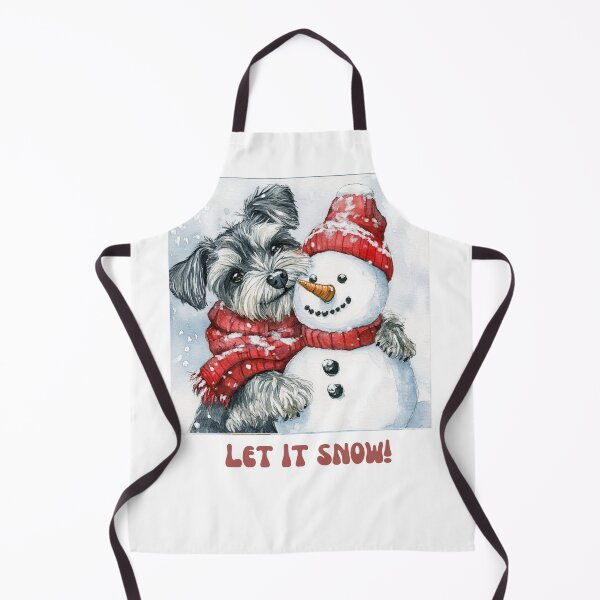 Item preview, Miniature Schnauzer dog playing with snowman let it snow designed and sold by M1234s.