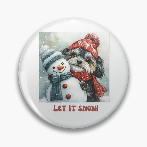 Item preview, Shitzu dog playing with snowman let it snow designed and sold by M1234s.