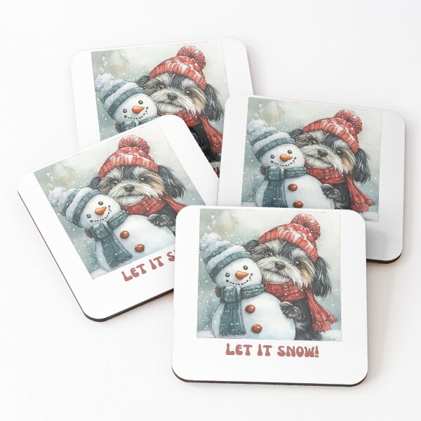 Item preview, Shitzu dog playing with snowman let it snow designed and sold by M1234s.