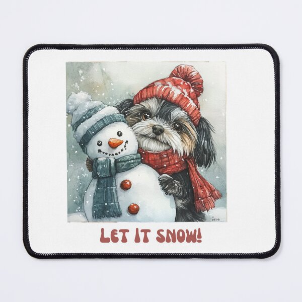Item preview, Shitzu dog playing with snowman let it snow designed and sold by M1234s.