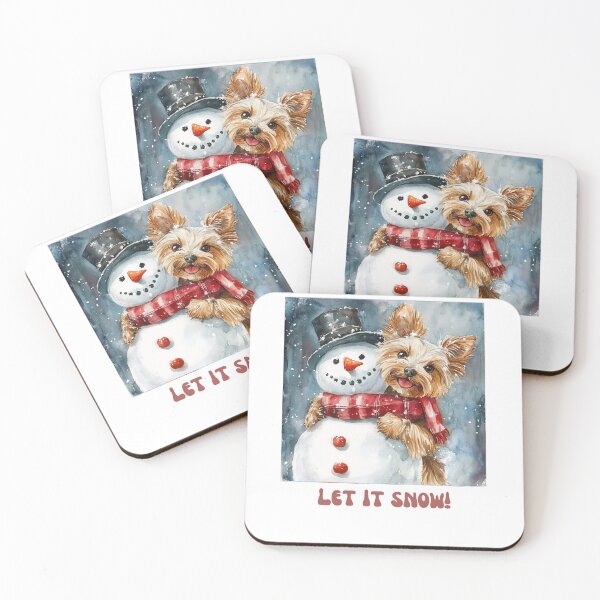 Item preview, Yorkie dog playing with snowman let it snow designed and sold by M1234s.