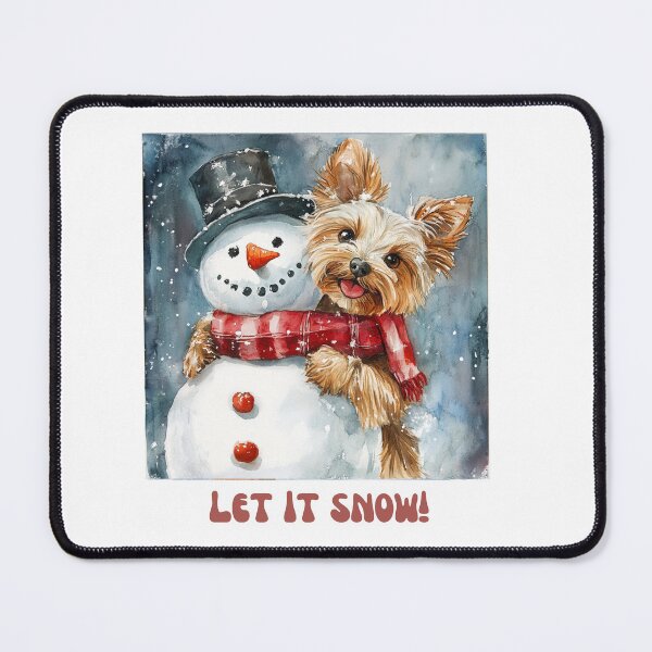 Item preview, Yorkie dog playing with snowman let it snow designed and sold by M1234s.
