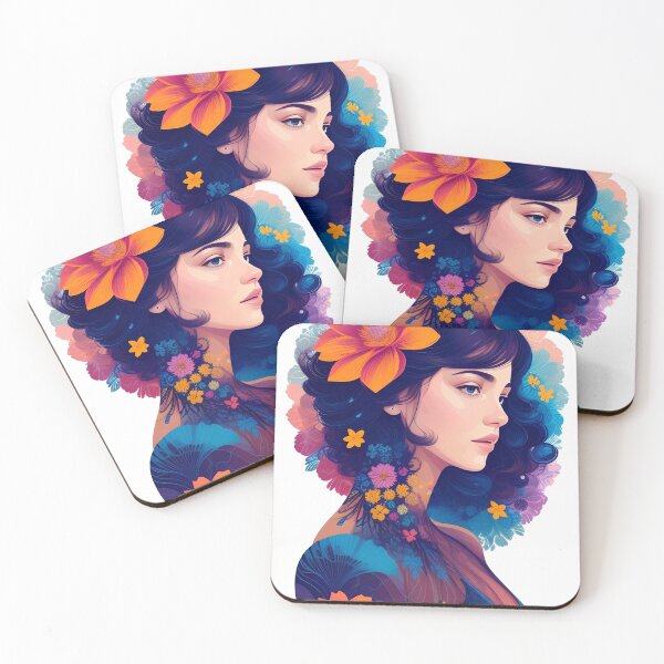 Item preview, floral illustration girl designed and sold by artelia24.