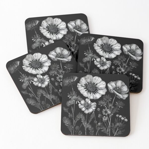 Item preview, black and white flowers engraving style designed and sold by StrictlyBilliM.