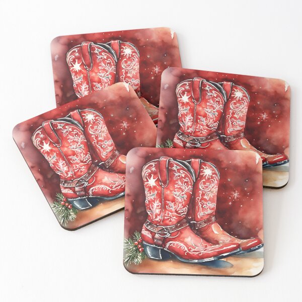 Item preview,  Cowboy red boots, cowgirls, cowboys,country life, country music, watrecolor designed and sold by KolorellaS.