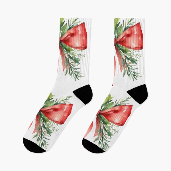 Item preview,  Christmas  Coquette Bow Watercolor Minimalist Florals Pattern  Green Red ,Christmas  Romantic Elegant Pattern designed and sold by KolorellaS.