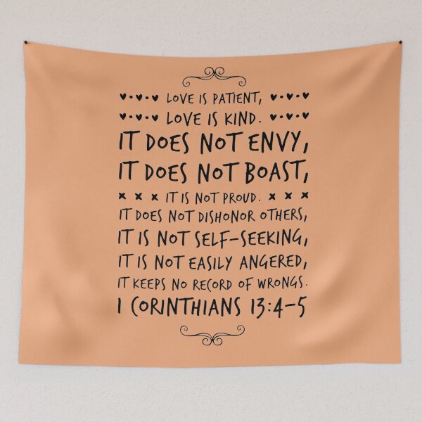 Item preview, Corinthians 13:4-5 Christian Bible Verse Typography designed and sold by Our Bible Journey.