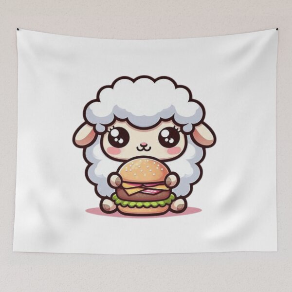 Item preview, sheep eating burger designed and sold by Eternalski.