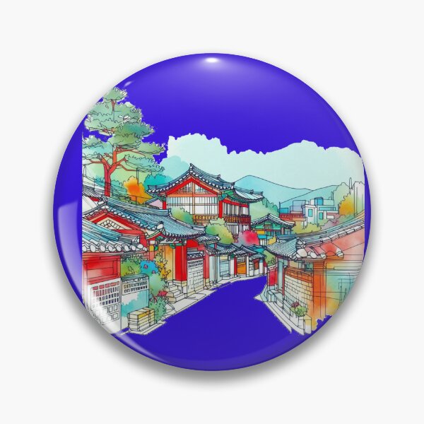 Item preview, Seoul Bukchon Hanok Village, South Korea - Beautiful 3D Illustration, designed and sold by PaintMeWorld.
