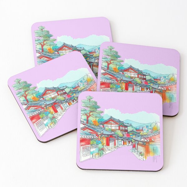 Item preview, Seoul Bukchon Hanok Village, South Korea - Beautiful 3D Illustration, designed and sold by PaintMeWorld.