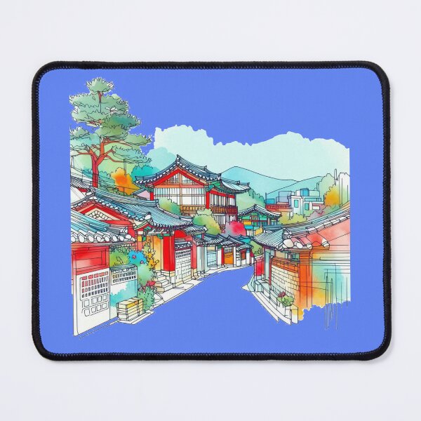 Item preview, Seoul Bukchon Hanok Village, South Korea - Beautiful 3D Illustration, designed and sold by PaintMeWorld.