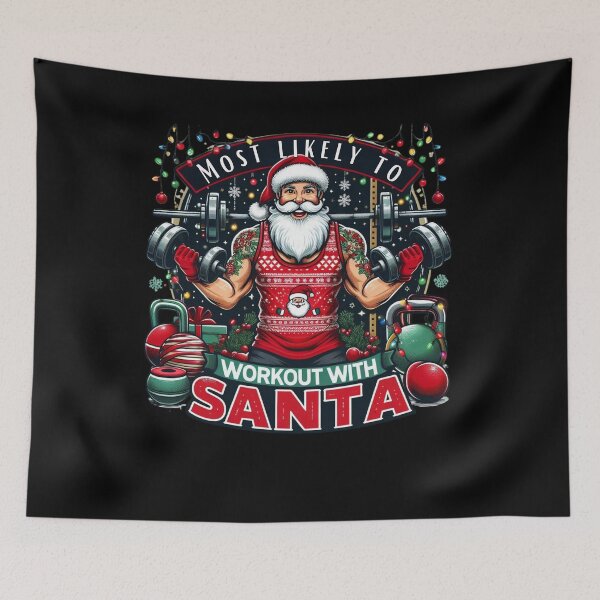 Item preview, Most Likely to workout with santa bodybuilding designed and sold by Mateusz Majcherek.