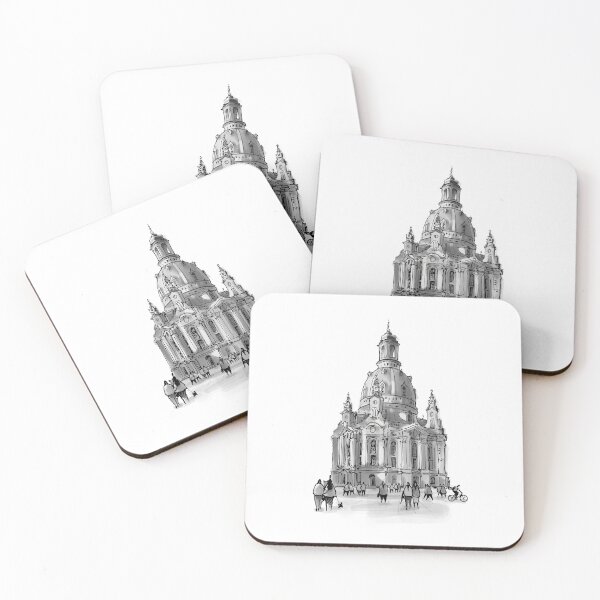 Item preview, Hand drawn illustration of Frauenkirche in Dresden – Germany skyline artwork black and white designed and sold by Nadja Leutloff.