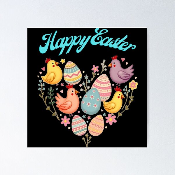 Item preview, Heartfelt Wishes: A cheerful pattern with heart-shaped eggs filled with colorful surprises, surrounded by happy Easter bunnies and chicks. designed and sold by Camel & Quirk.