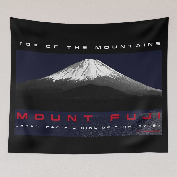 Item preview, mountain high peak Mount Fuji Fujiyama snow Japan Pacific white red blue sweatshirt blue edition designed and sold by UnnecessaryLuck.