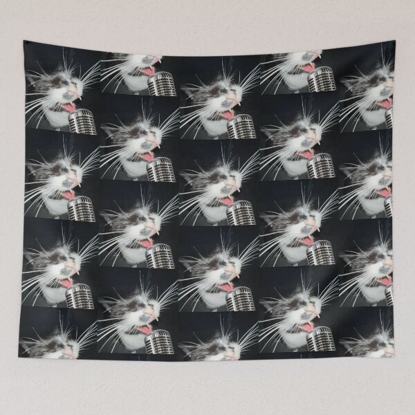 Item preview, Cat screaming in microphone  designed and sold by Ratcatdoggg.