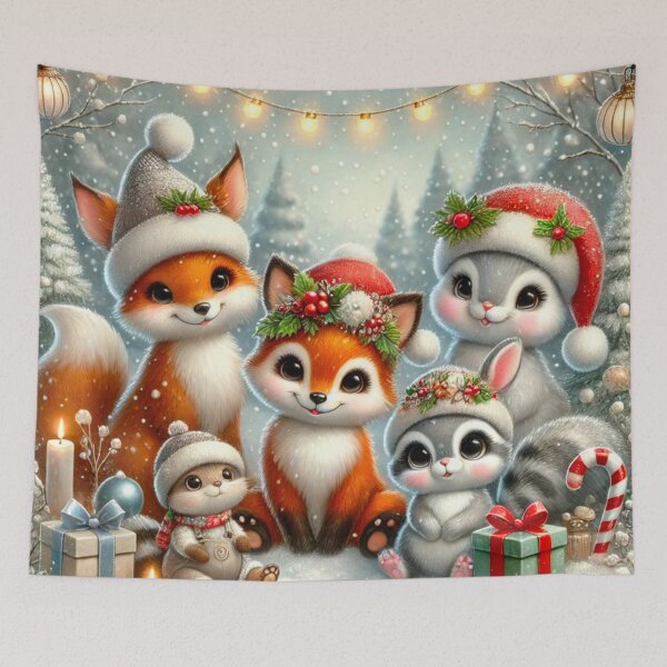 Item preview, Adorable Christmas Animals in Festive Hats designed and sold by GrizzlyCollective.