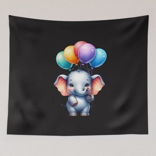 Item preview, Cute Baby Elephant With party balloons designed and sold by AwesomeBeyondLimits.