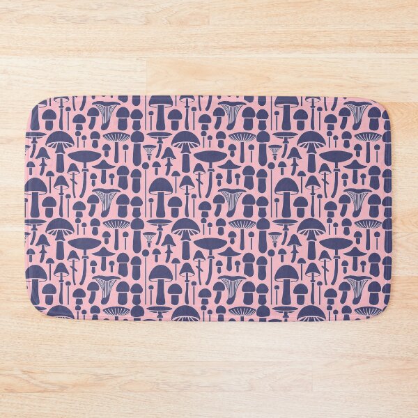 Item preview, Herbstgenuss:  Pilze & Natur - Muted Blue Mushroom Pattern on Pink  Background designed and sold by IraNiva.
