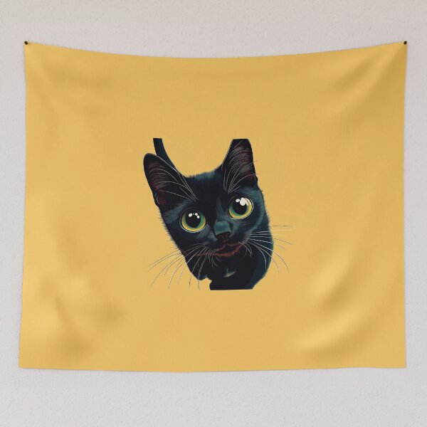 Item preview, Black Cat Silhouette Big Eyes designed and sold by trendteezstore.