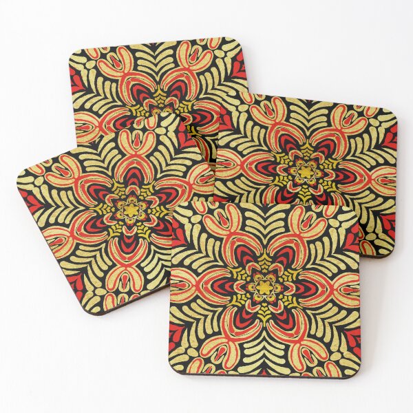 Item preview, Hand drawn repeating pattern, red and gold metallic effect. designed and sold by Shoot-The-Moon.