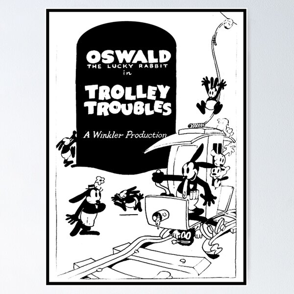 Vista previa del artículo con la obra «Oswald, el conejo afortunado, en la película clásica Trolley Troubles», diseñado y vendido por posterbobs.