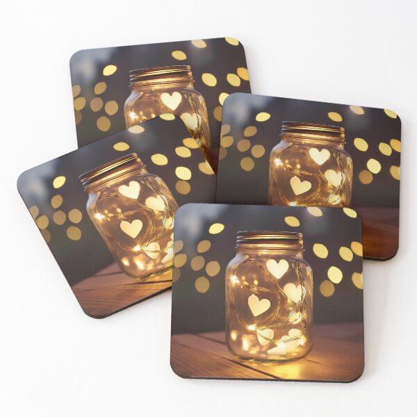 Item preview, A mason jar filled with glowing heart-shaped lights designed and sold by homydesign.