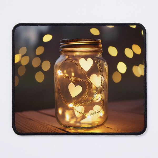 Item preview, A mason jar filled with glowing heart-shaped lights designed and sold by homydesign.