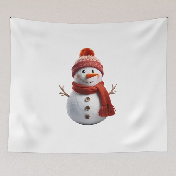 Item preview, A cheerful snowman with a top hat, carrot nose, and red scarf designed and sold by homydesign.