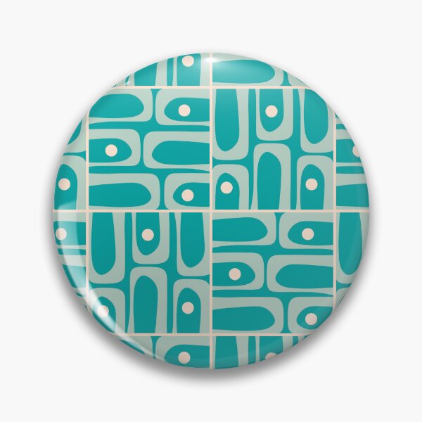 Item preview, Mid Century Modern Piquet Abstract Geometric Multi Tiled Pattern in Aqua Teal and Cream designed and sold by kierkegaard.
