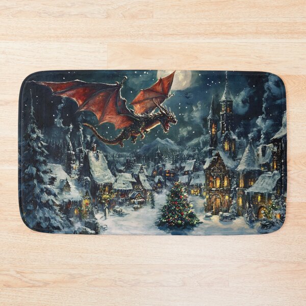 Item preview, Dragon Wishes the Town Merry Christmas designed and sold by Playing In Mud.
