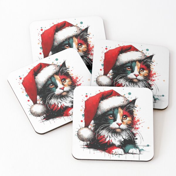 Item preview, Tricolor Calico Cat Christmas Splash Art designed and sold by TomFrontierArt.