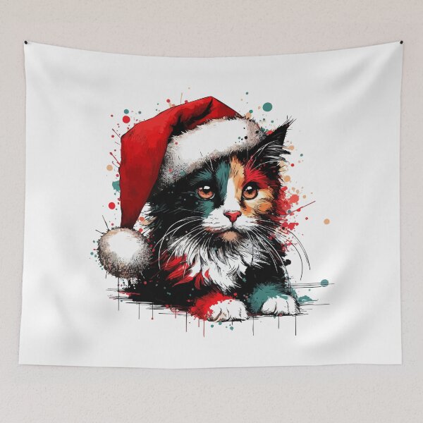Item preview, Tricolor Calico Cat Christmas Splash Art designed and sold by TomFrontierArt.