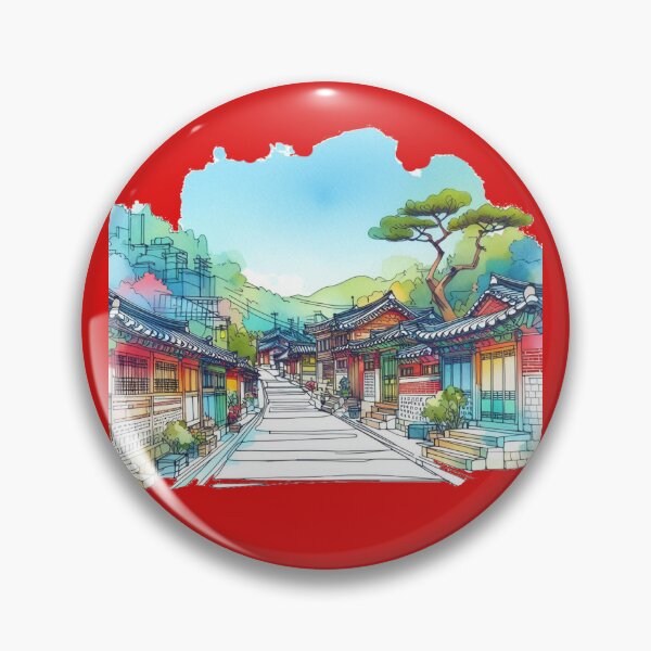 Item preview, Seoul Bukchon Hanok Village, South Korea - Beautiful 3D Illustration, designed and sold by PaintMeWorld.