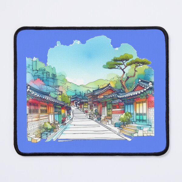 Item preview, Seoul Bukchon Hanok Village, South Korea - Beautiful 3D Illustration, designed and sold by PaintMeWorld.