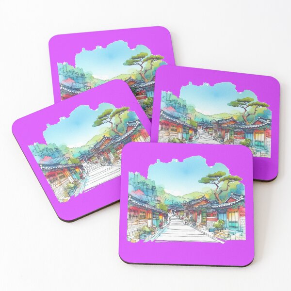 Item preview, Seoul Bukchon Hanok Village, South Korea - Beautiful 3D Illustration, designed and sold by PaintMeWorld.
