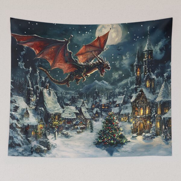 Item preview, Dragon Wishes the Town Merry Christmas designed and sold by Playing In Mud.