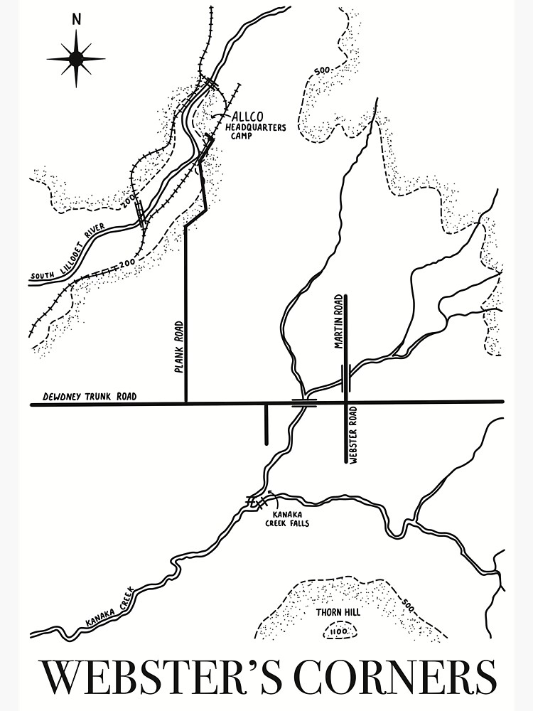 Thumbnail 3 of 3, Sticker, Minimalist Webster’s Corners Maple Ridge Historic Map designed and sold by MapleRidgeMus.