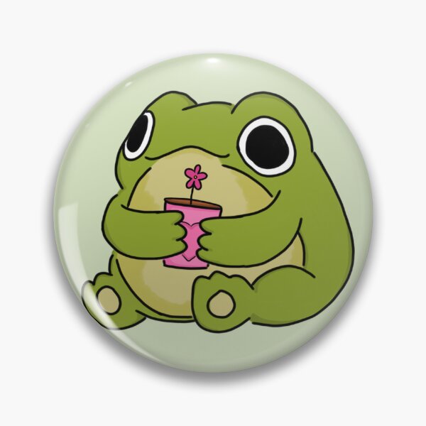 Item preview, Cute frog holding a flower pot designed and sold by PrettyPinkyLady.