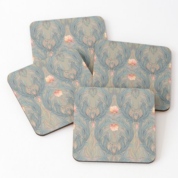 Item preview, Art Nouveau seamless pattern, floral/deer in woods designed and sold by Olena Terzi.