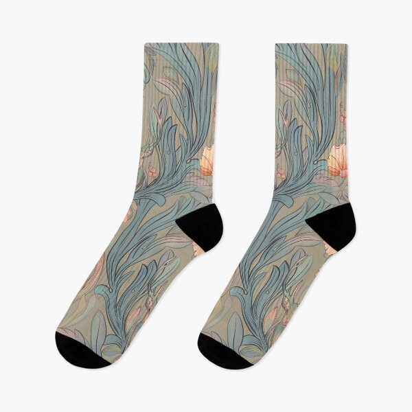Item preview, Art Nouveau seamless pattern, floral/deer in woods designed and sold by Olena Terzi.