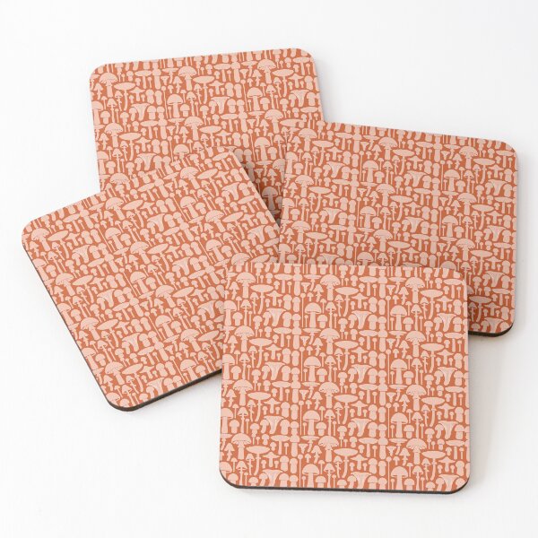 Item preview, Herbstschätze: Pilze sammeln – Beiges Pilzmuster auf orange-braunem Hintergrund designed and sold by IraNiva.