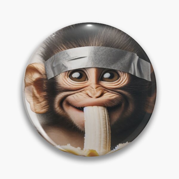 Item preview, A monkey with large ears holds a peeled banana against a cracked wall backdrop designed and sold by homydesign.