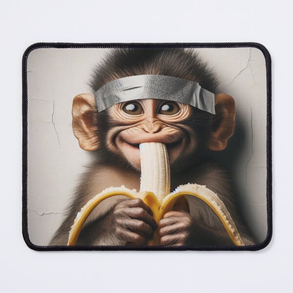 Item preview, A monkey with large ears holds a peeled banana against a cracked wall backdrop designed and sold by homydesign.