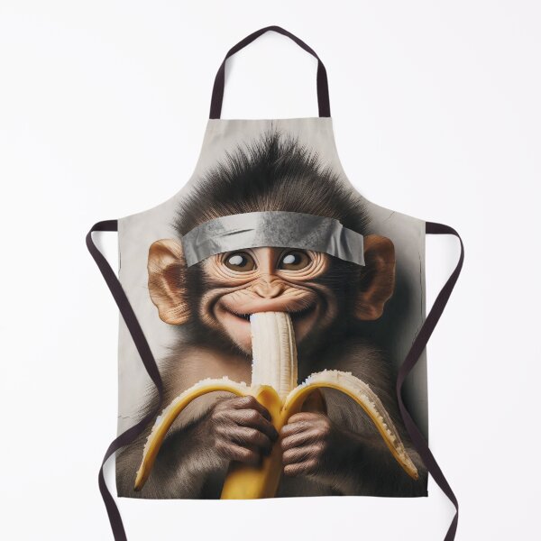 Item preview, A monkey with large ears holds a peeled banana against a cracked wall backdrop designed and sold by homydesign.