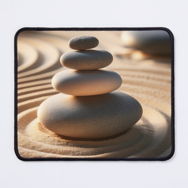 Item preview, Balanced stones on a sand garden with circular patterns designed and sold by homydesign.