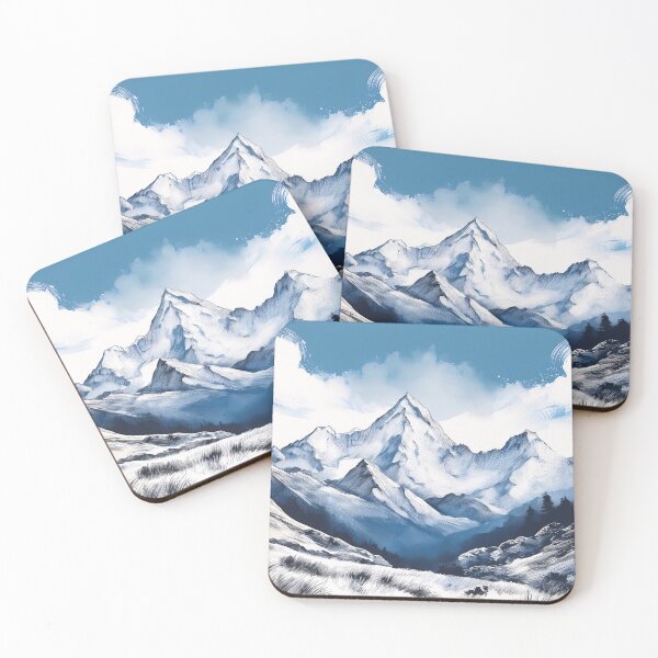 Item preview, A majestic mountain range with snow-capped peaks against a dramatic blue sky designed and sold by homydesign.