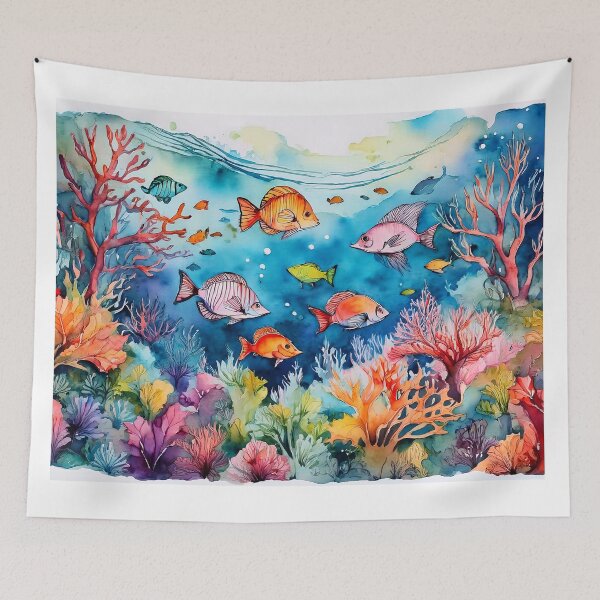 Item preview, A vibrant underwater scene with colorful coral reefs and fish designed and sold by homydesign.