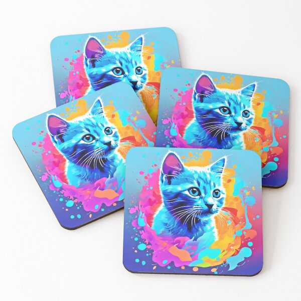 Item preview, Neon Cat in Splatter Design designed and sold by Health And Fitness Posts e-Store.